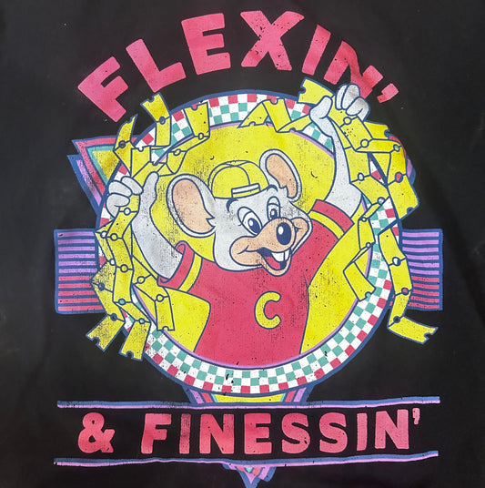 Chuck E. Cheese Flexin’ Thrifted Tee Shirt Size Large