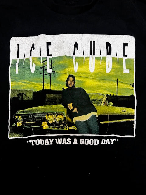 Ice cube today was a good day Black t-shirt with a graphic design