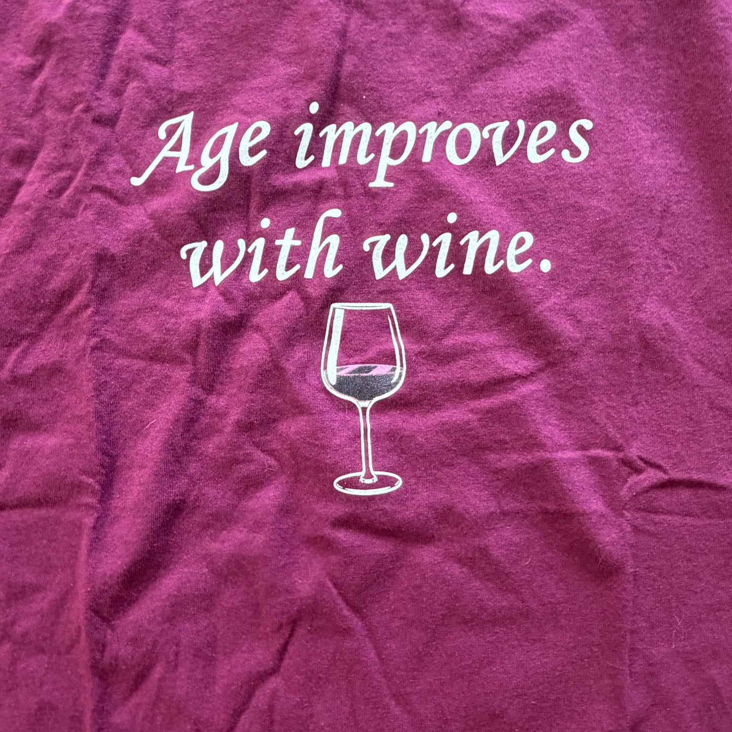 Age improved with wine, funny Thrifted Graphic Tee Size XL