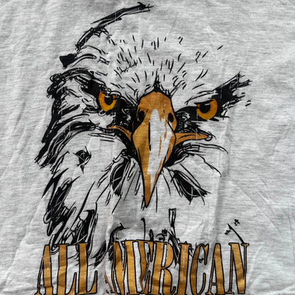 All American Bald Eagle Cropped Thrifted Tee Shirt Size XL