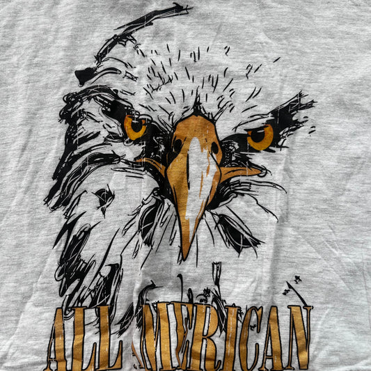 All American Bald Eagle Cropped Thrifted Tee Shirt Size XL