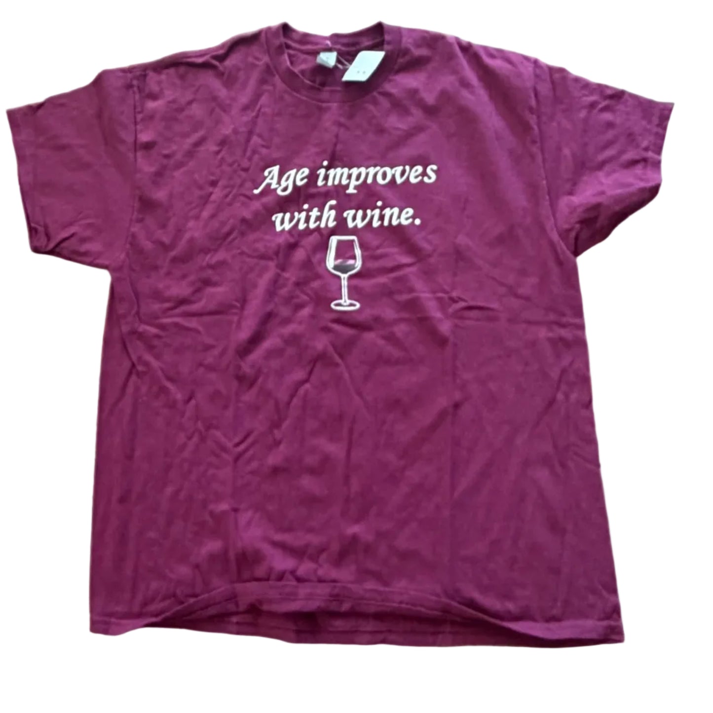 Age improved with wine, funny Thrifted Graphic Tee Size XL