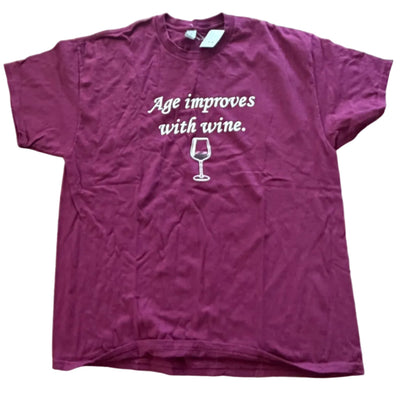 Age improved with wine, funny Thrifted Graphic Tee Size XL