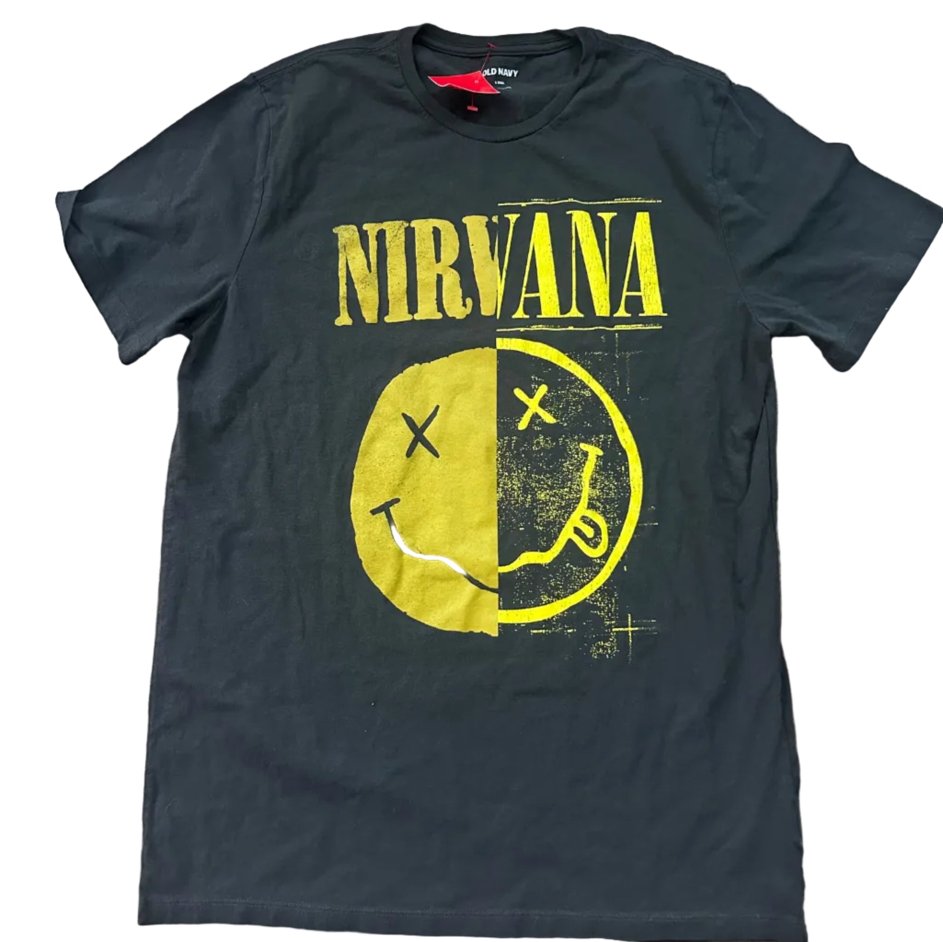 Black t-shirt with Nirvana logo 90s style
