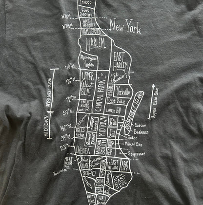 NYC Neighborhoods Thrifted Vintage Graphic Tee Size Large