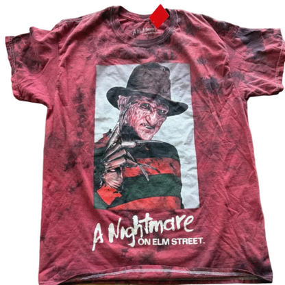 Red t-shirt with 'A Nightmare on Elm Street' graphic. Pre loved vintage tees. 