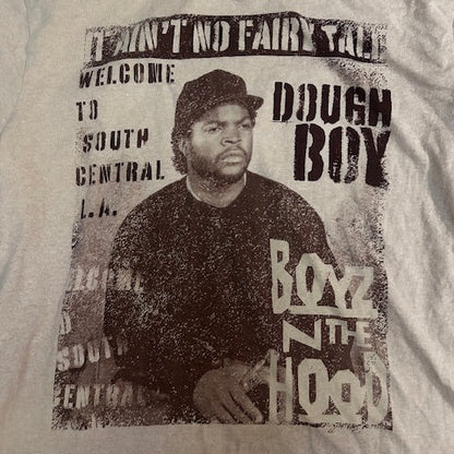 T-shirt with Boyz N The Hood graphic design featuring a person and text on a beige background