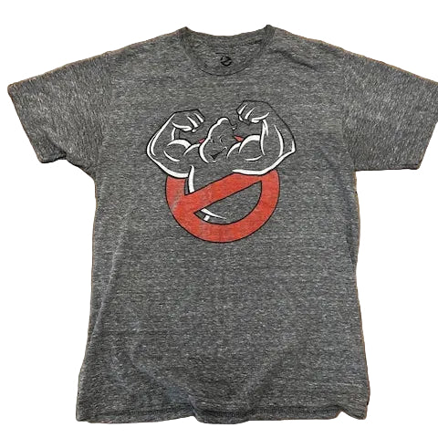 Gray ghostbusters long-sleeve shirt with a logo 