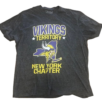 Dk gray  t-shirt with 'Vikings Territory New York Chapter' text and logo Vikings